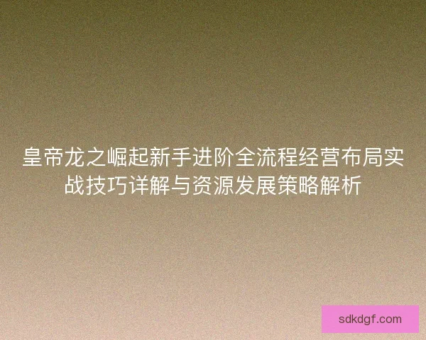 皇帝龙之崛起新手进阶全流程经营布局实战技巧详解与资源发展策略解析