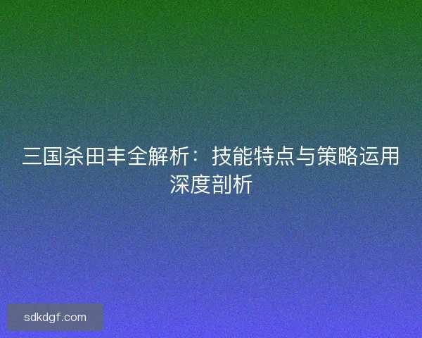 三国杀田丰全解析：技能特点与策略运用深度剖析