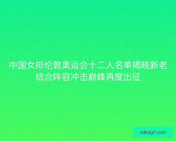 中国女排伦敦奥运会十二人名单揭晓新老结合阵容冲击巅峰再度出征