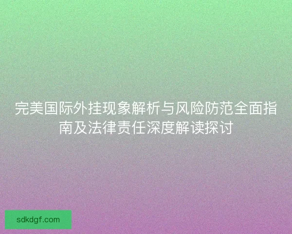 完美国际外挂现象解析与风险防范全面指南及法律责任深度解读探讨