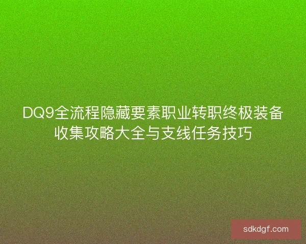DQ9全流程隐藏要素职业转职终极装备收集攻略大全与支线任务技巧